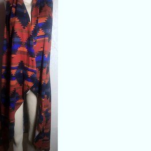 Pink Bouquet Southwest Print Knit Long Vest